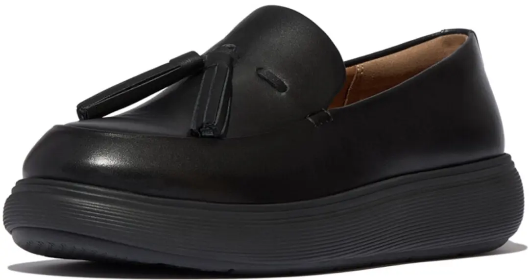 FitFlop IQ-Comff Tassel Leather Loafers ZWART