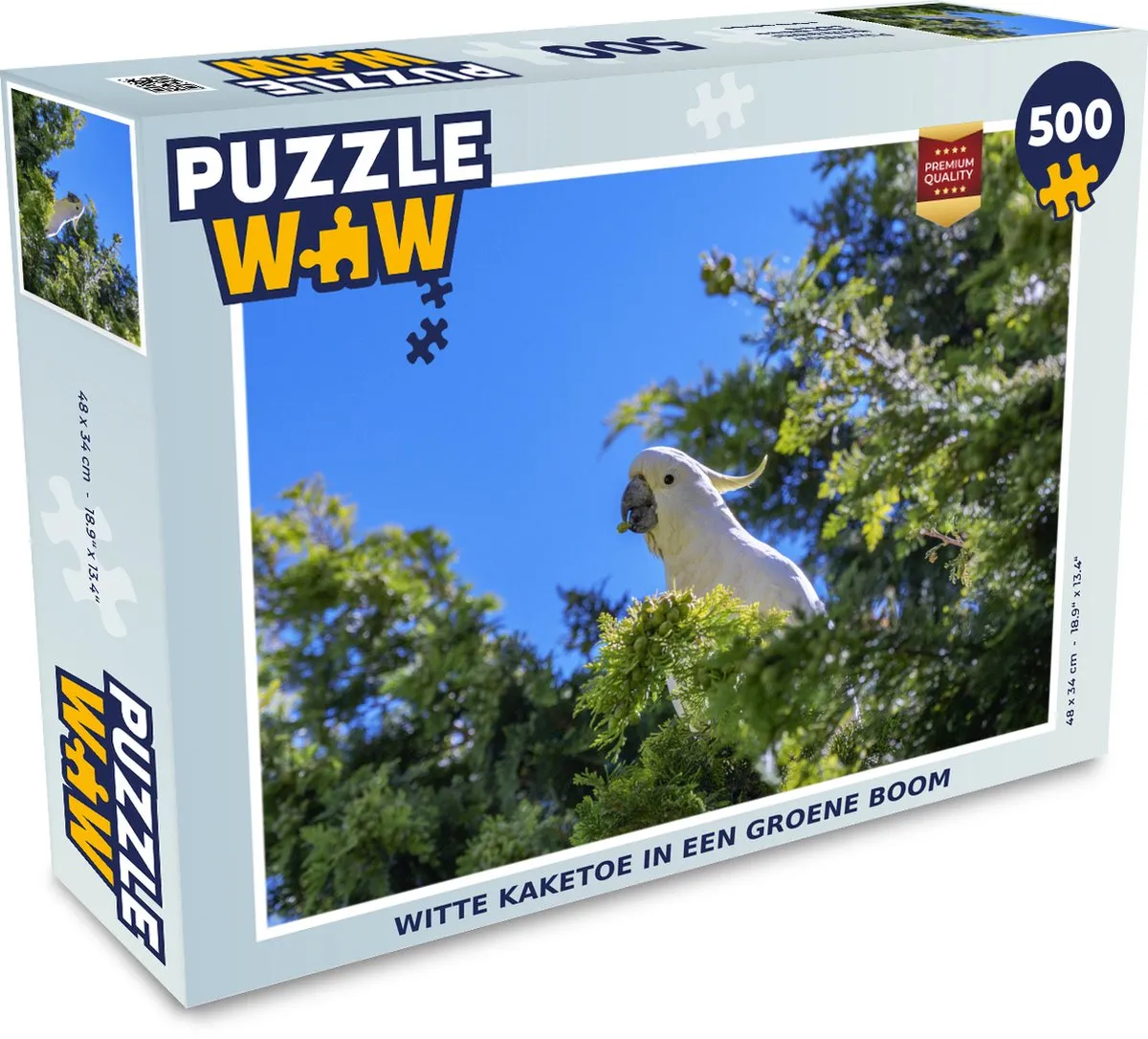 PuzzleWow Witte Kaketoe in Groene Boom Legpuzzel 500 Stuks