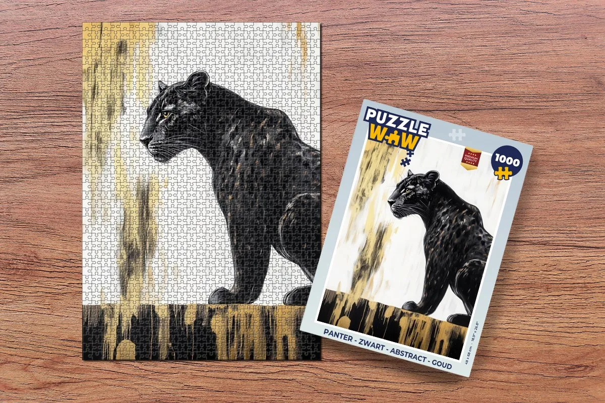 PuzzleWow Panter Legpuzzel 1000 Stuks - Abstract Goud