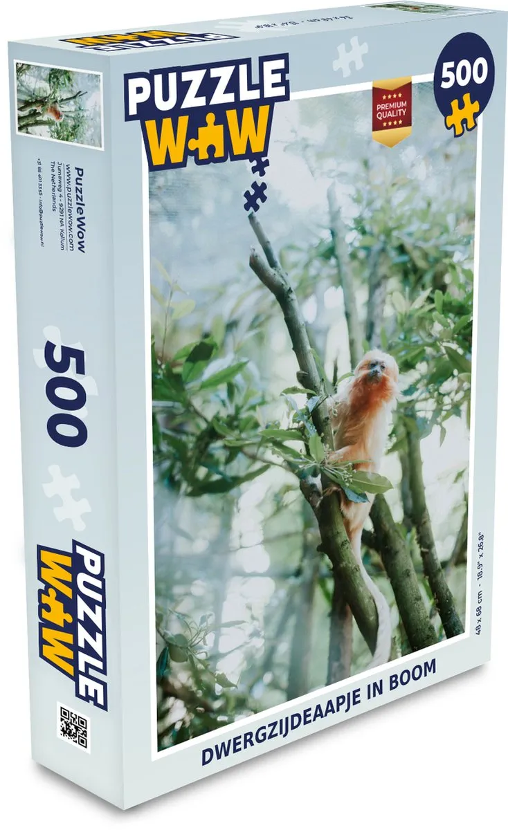 PuzzleWow Dwergzijdeaapje Boom Legpuzzel 500 Stuks