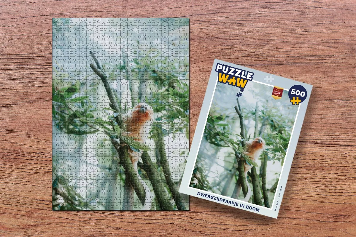 PuzzleWow Dwergzijdeaapje Boom Legpuzzel 500 Stuks - Multicolor