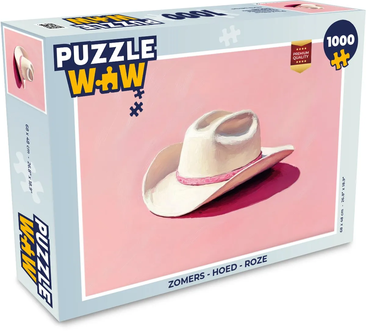 PuzzleWow Zomers Hoed Legpuzzel 1000 Stuks - Roze