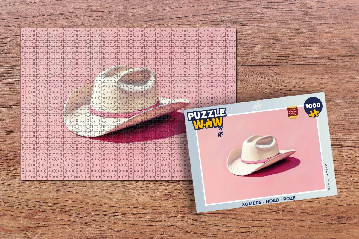 PuzzleWow Zomers Hoed Legpuzzel 1000 Stuks - Roze