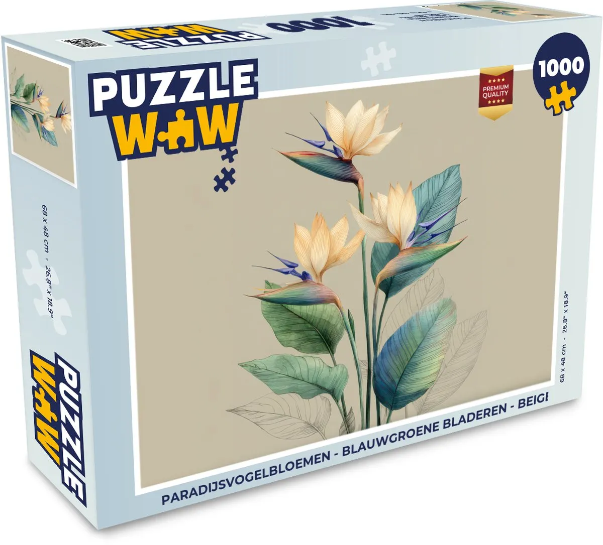 PuzzleWow Paradijsvogelbloemen Legpuzzel 1000 Stuks - Blauwgroen/Beige