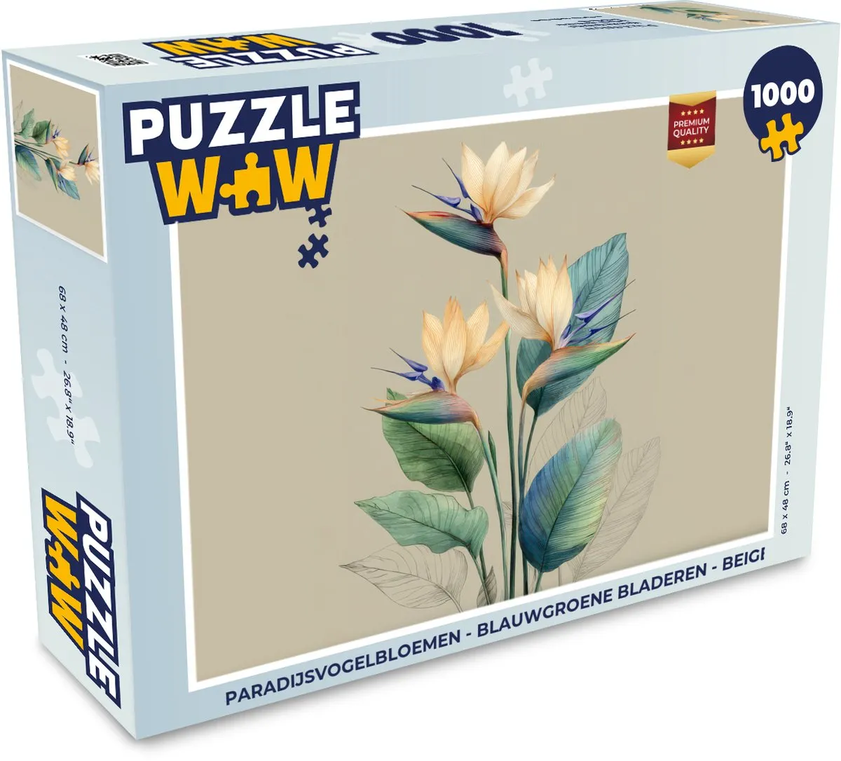 PuzzleWow Paradijsvogelbloemen Legpuzzel 1000 Stuks - Blauwgroen/Beige