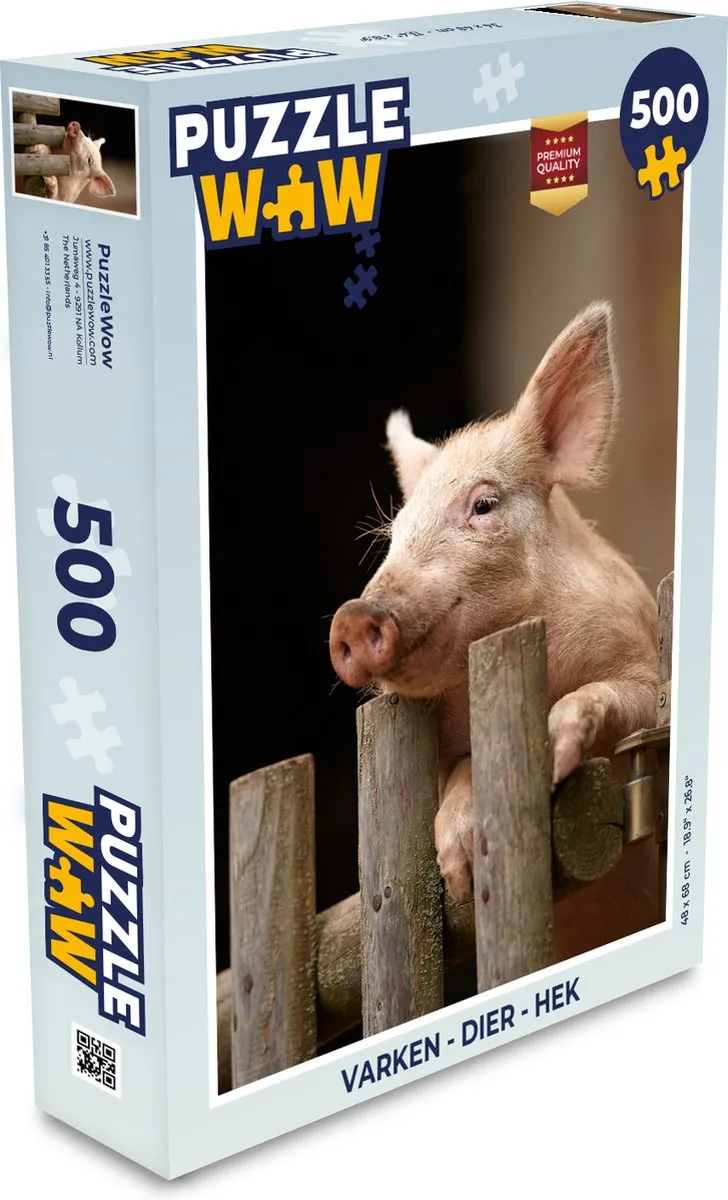 PuzzleWow Varken Hek Legpuzzel 500 Stuks - Multicolor