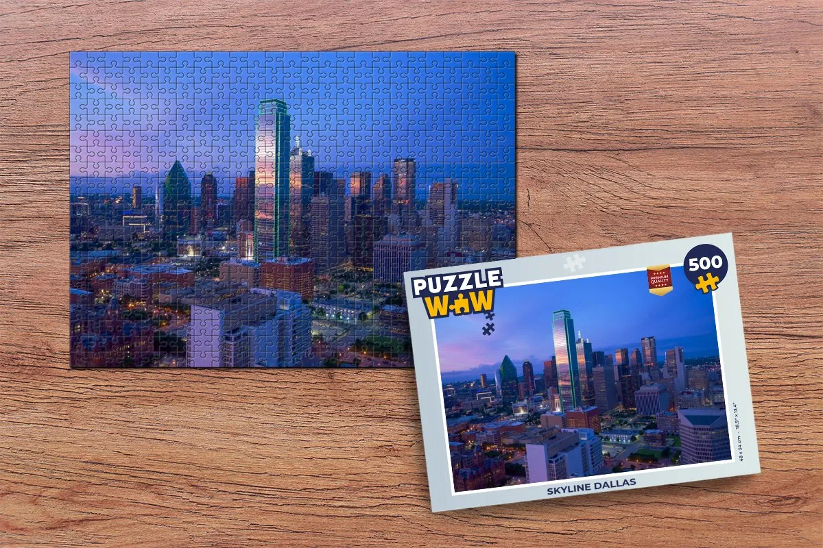 PuzzleWow Skyline Dallas Legpuzzel 500 Stuks - Multicolor
