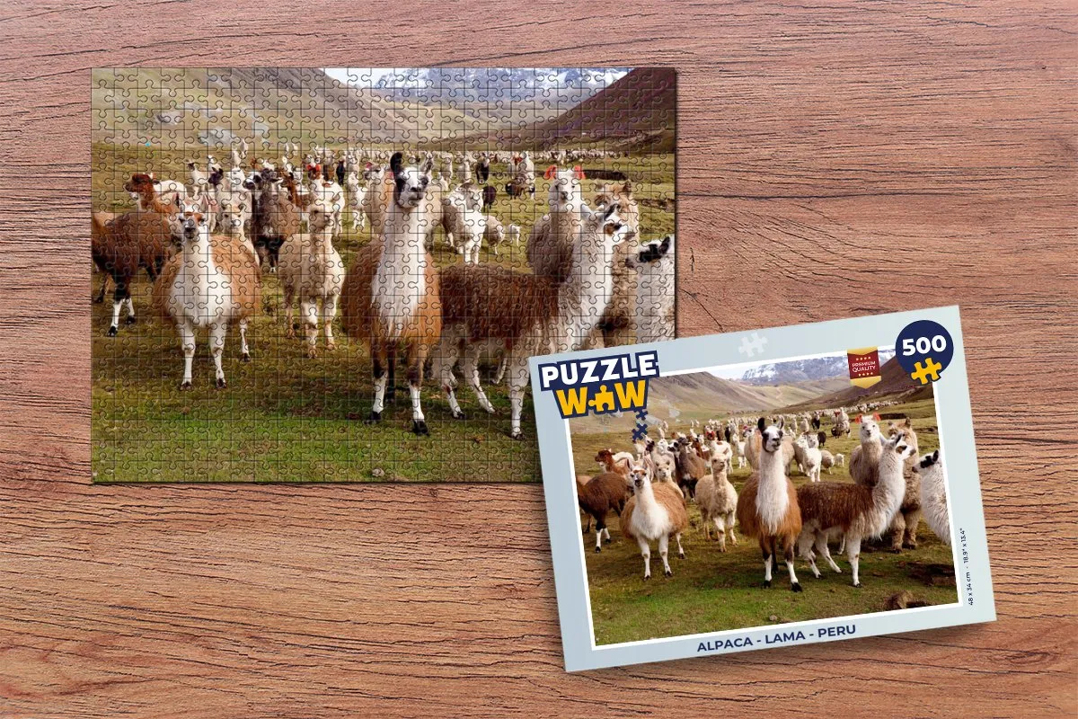 PuzzleWow Alpaca - Lama - Peru Legpuzzel 500 Stuks - Multicolor