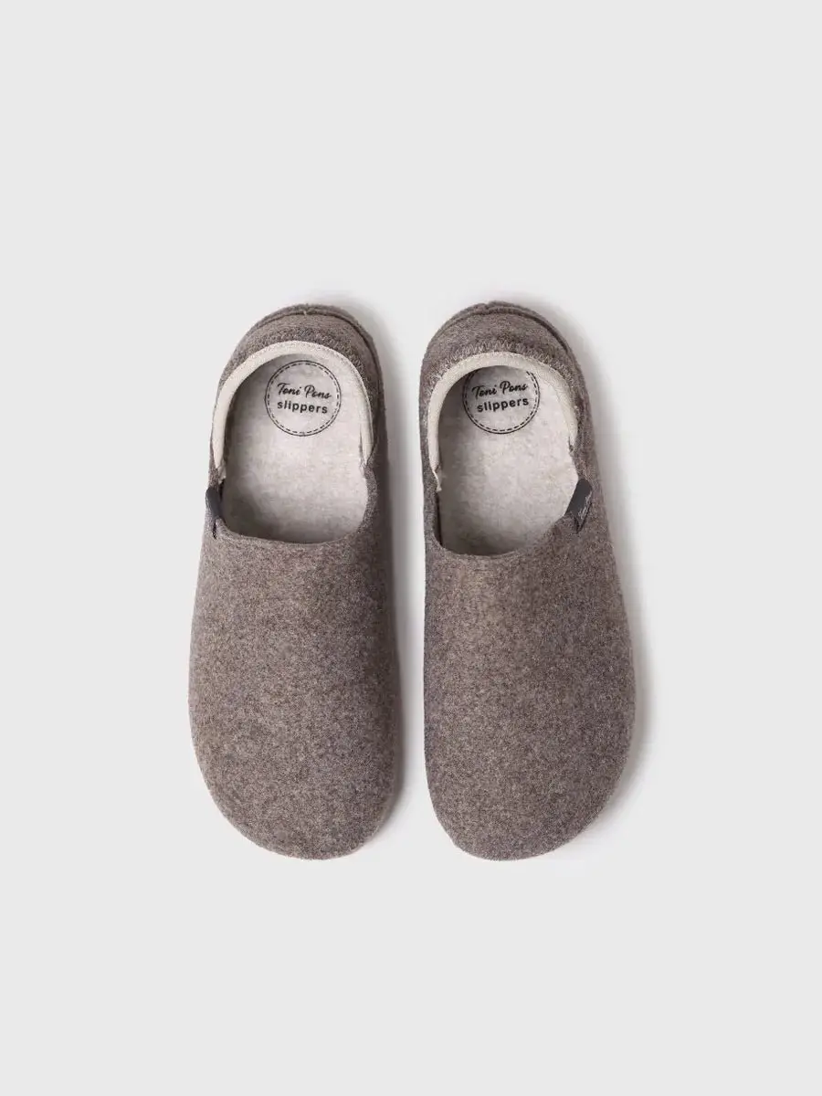 Heren pantoffel met gesloten neus van gerecycled vilt