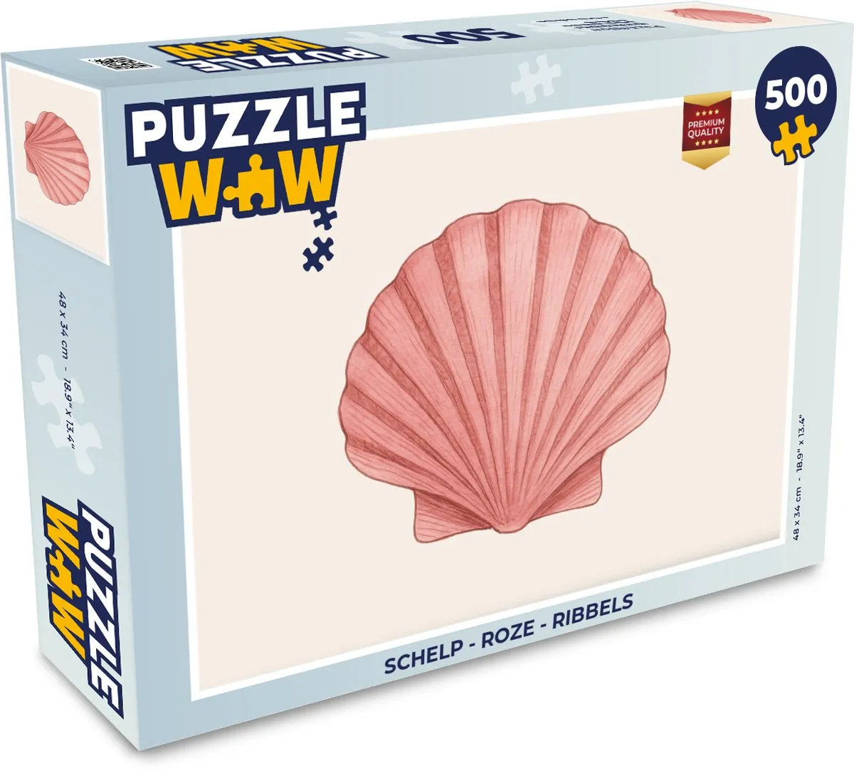 PuzzleWow Schelp Roze Legpuzzel 500 Stuks - 8721414234028