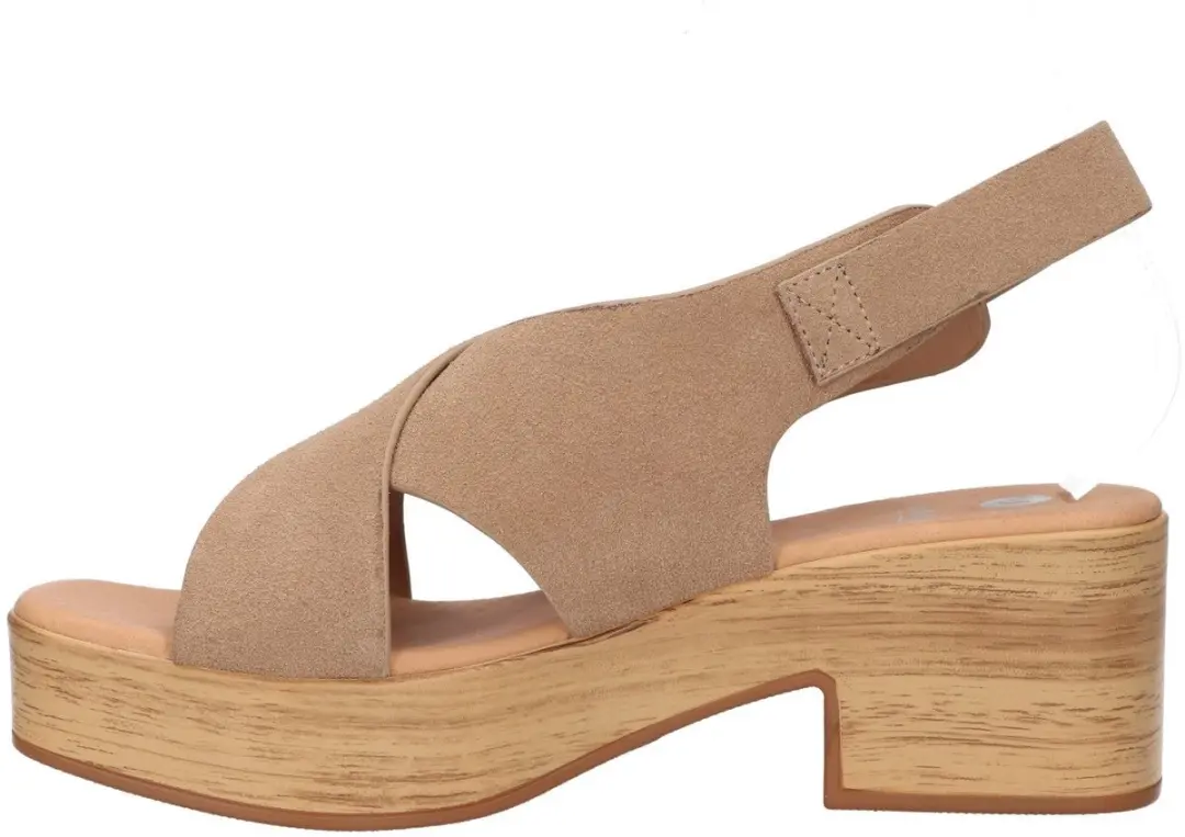 La Strada Platform Sandaal - Beige Leer - Maat 37 - afbeelding 2 van 4