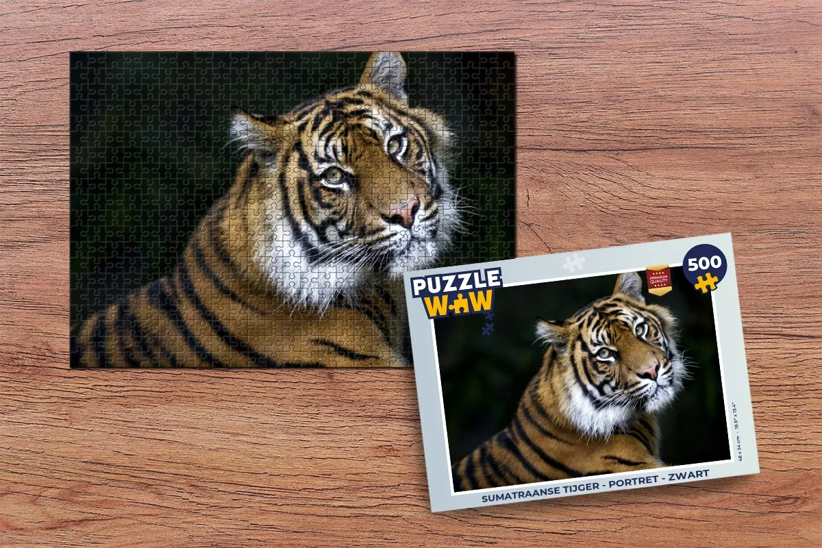 PuzzleWow Tijger Portret Legpuzzel 500 Stuks - Multicolor