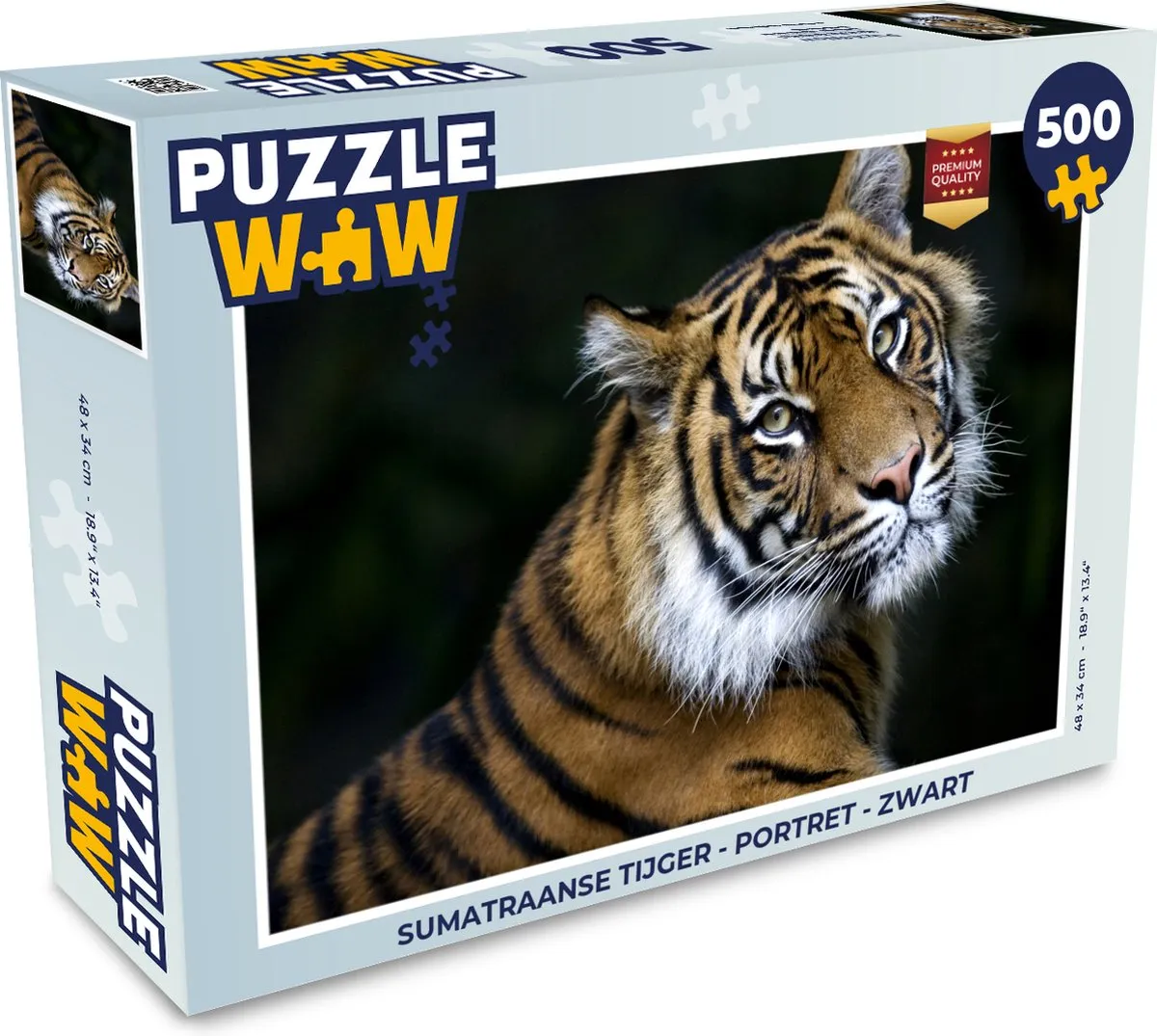 PuzzleWow Tijger Portret Legpuzzel 500 Stuks - Multicolor