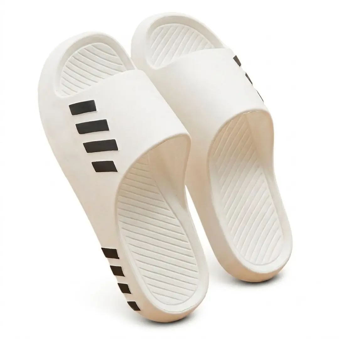 Witte badslippers heren en dames instap slippers antislip dik zool zacht voetbed