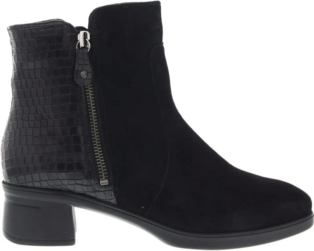 Dames Enkellaars Hartjes Blues Boot Schwarz Zwart
