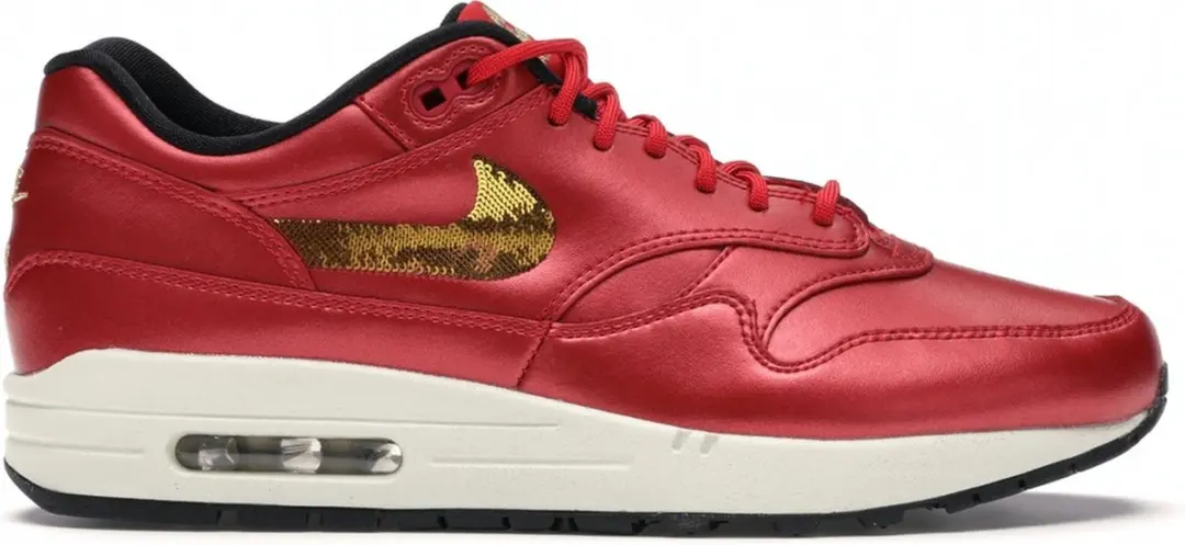 Nike Air Max 1 Red Gold Sequin (W)