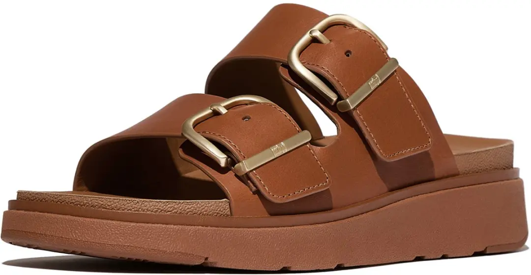 FitFlop FitFlop Gen-FF Buckle Two-Bar Leather Slides BRUIN
