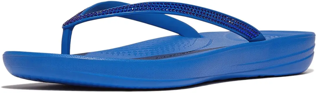Fitflop Slipper Iqushion Sparkle French Blue Blauw