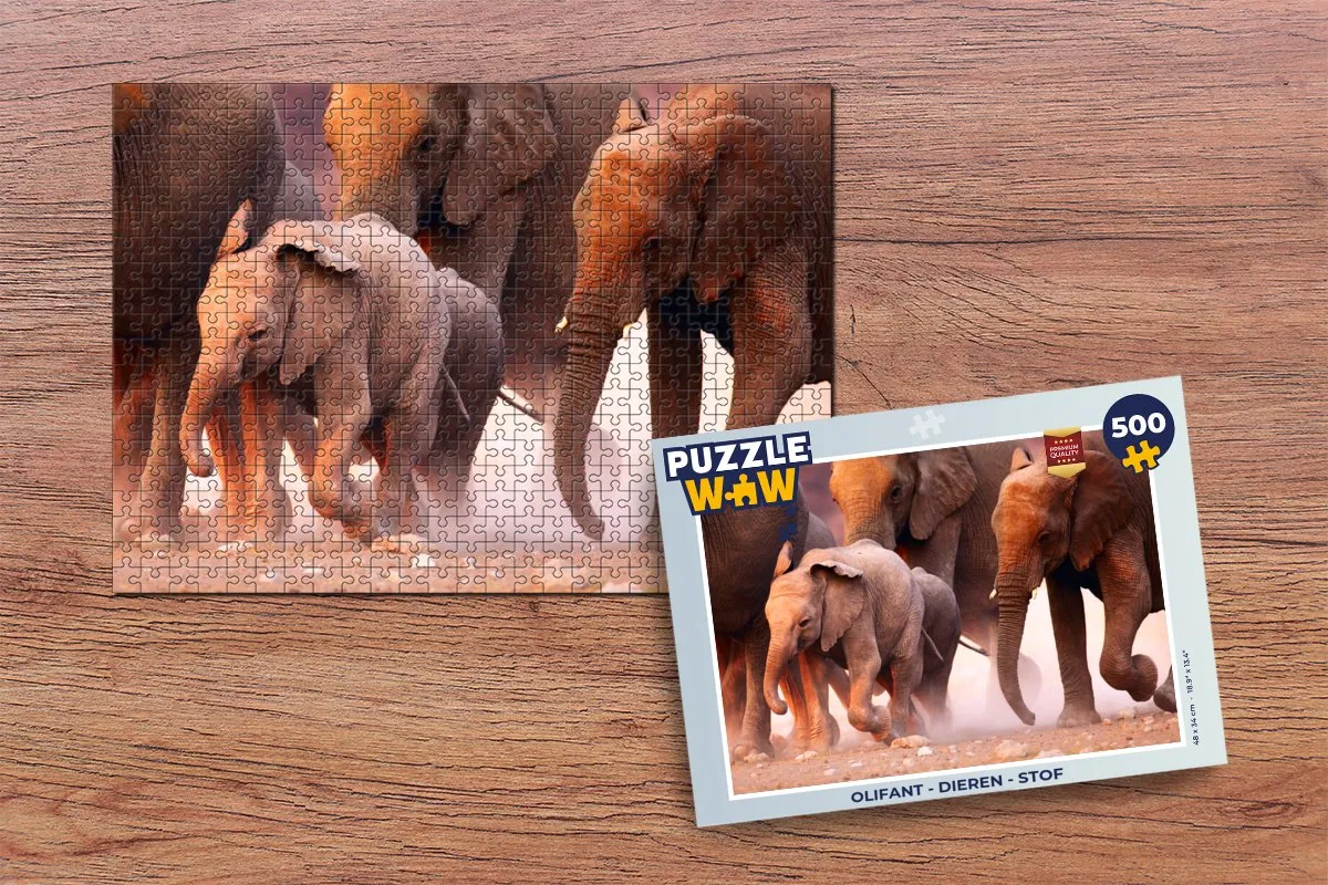PuzzleWow Olifant Dieren Legpuzzel 500 Stuks - Multicolor