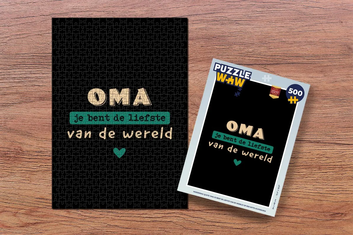 PuzzleWow Quotes Oma jij bent de liefste van de wereld Legpuzzel 500 Stuks - Multicolor