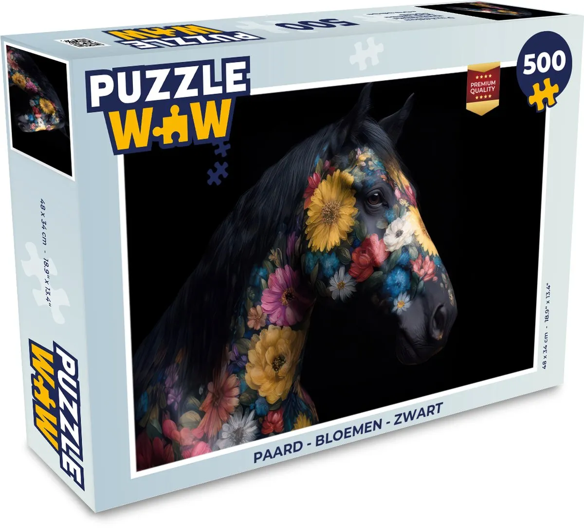 PuzzleWow Paard - Bloemen Legpuzzel 500 Stuks - 8721406853589