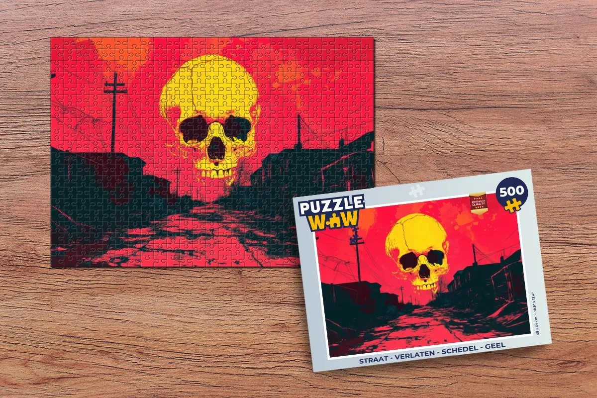 PuzzleWow Verlaten Schedel Legpuzzel 500 Stuks - Geel