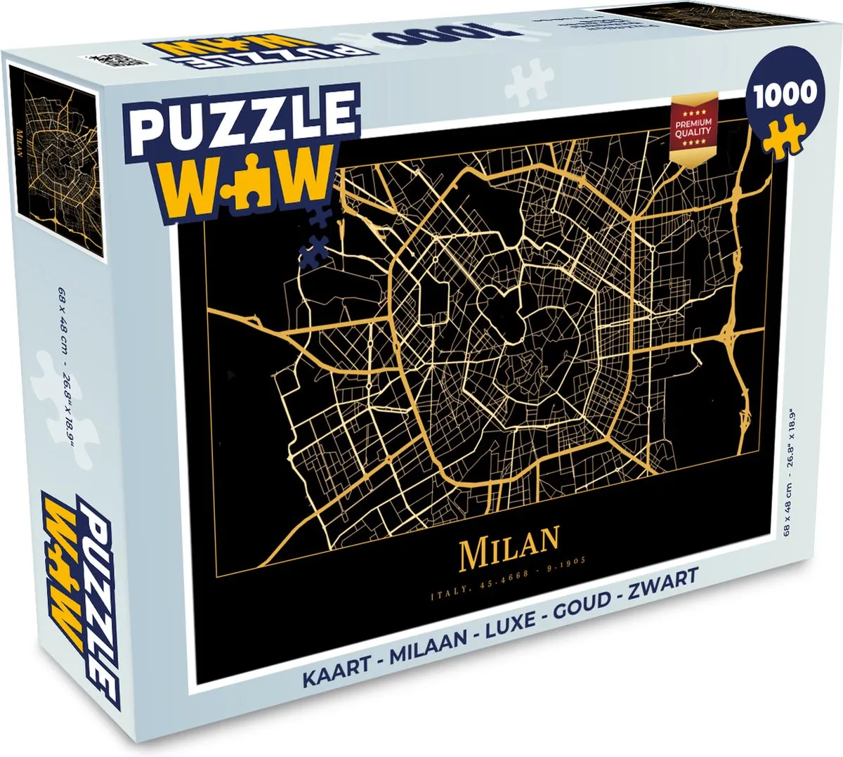PuzzleWow Milaan Legpuzzel 1000 Stuks - Goud/Zwart