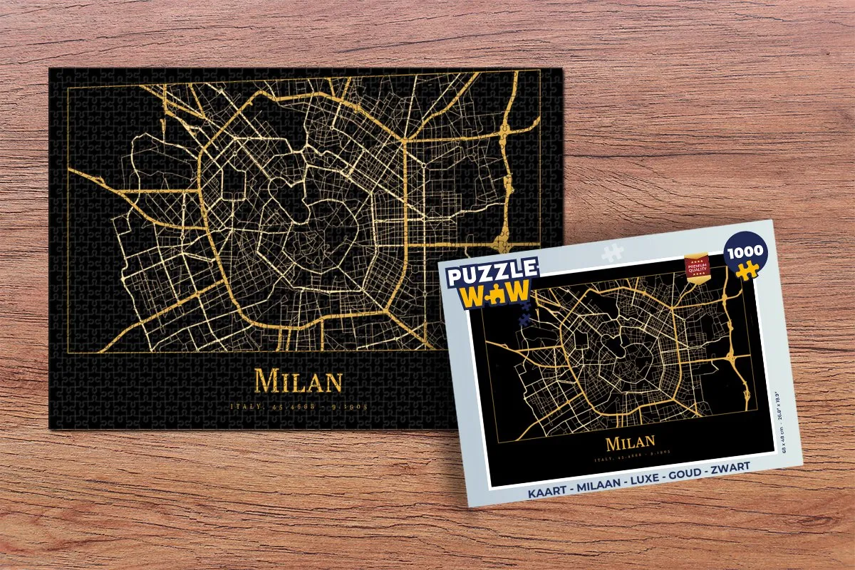 PuzzleWow Milaan Legpuzzel 1000 Stuks - Goud/Zwart