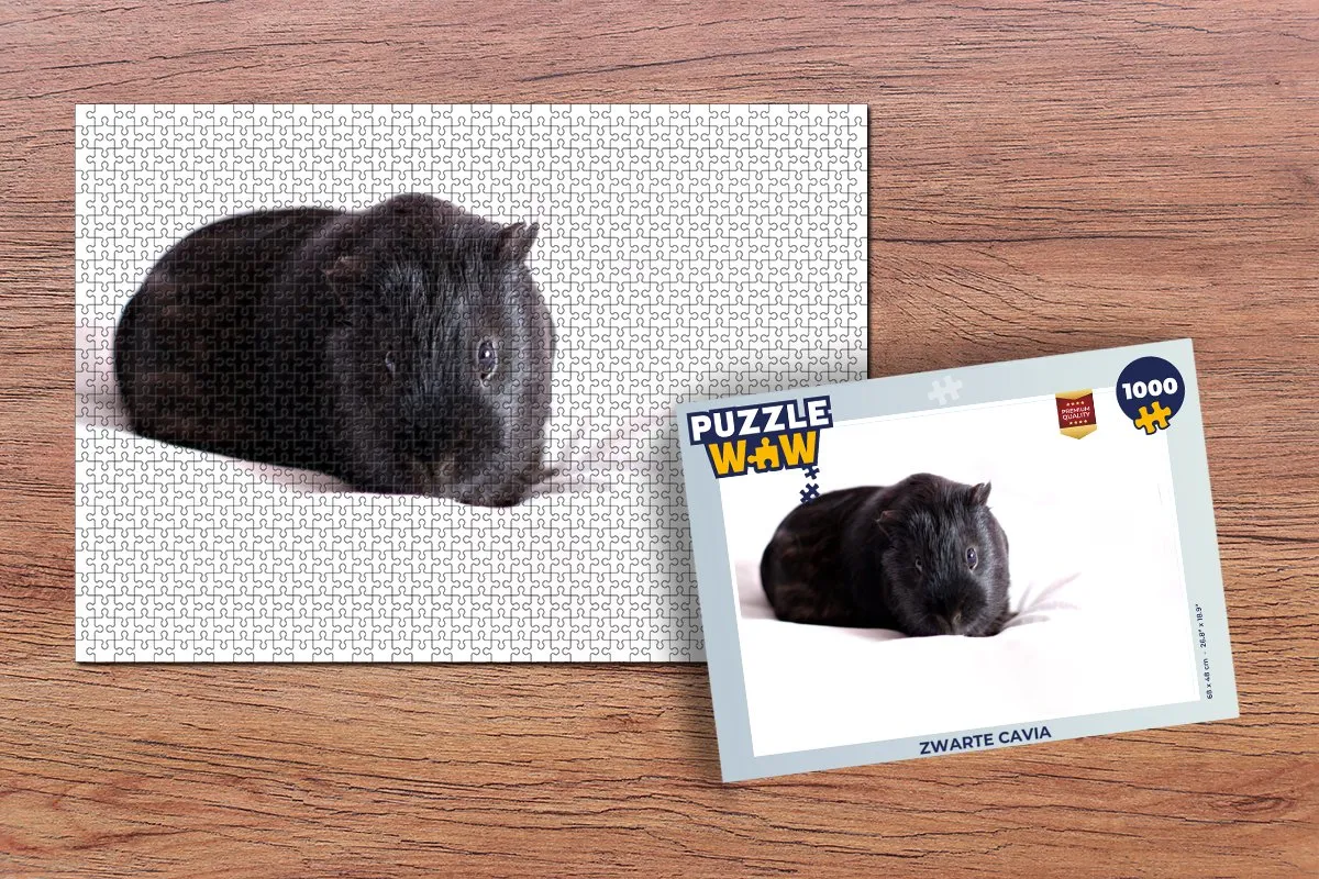 PuzzleWow Legpuzzel Zwarte cavia 1000 Stuks - Multicolor