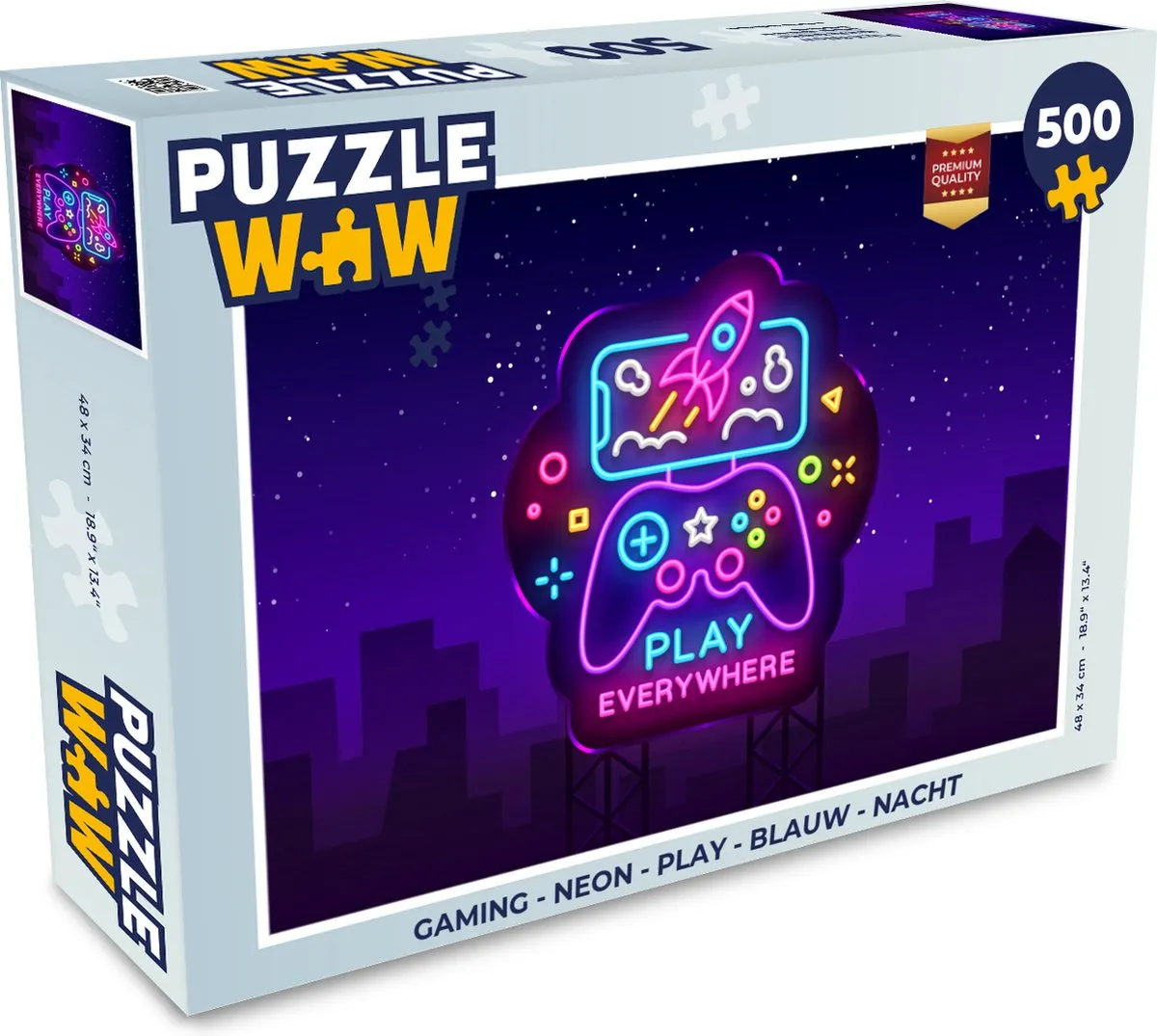 PuzzleWow Neon Play Controller Puzzel 500 Stuks - Multicolor