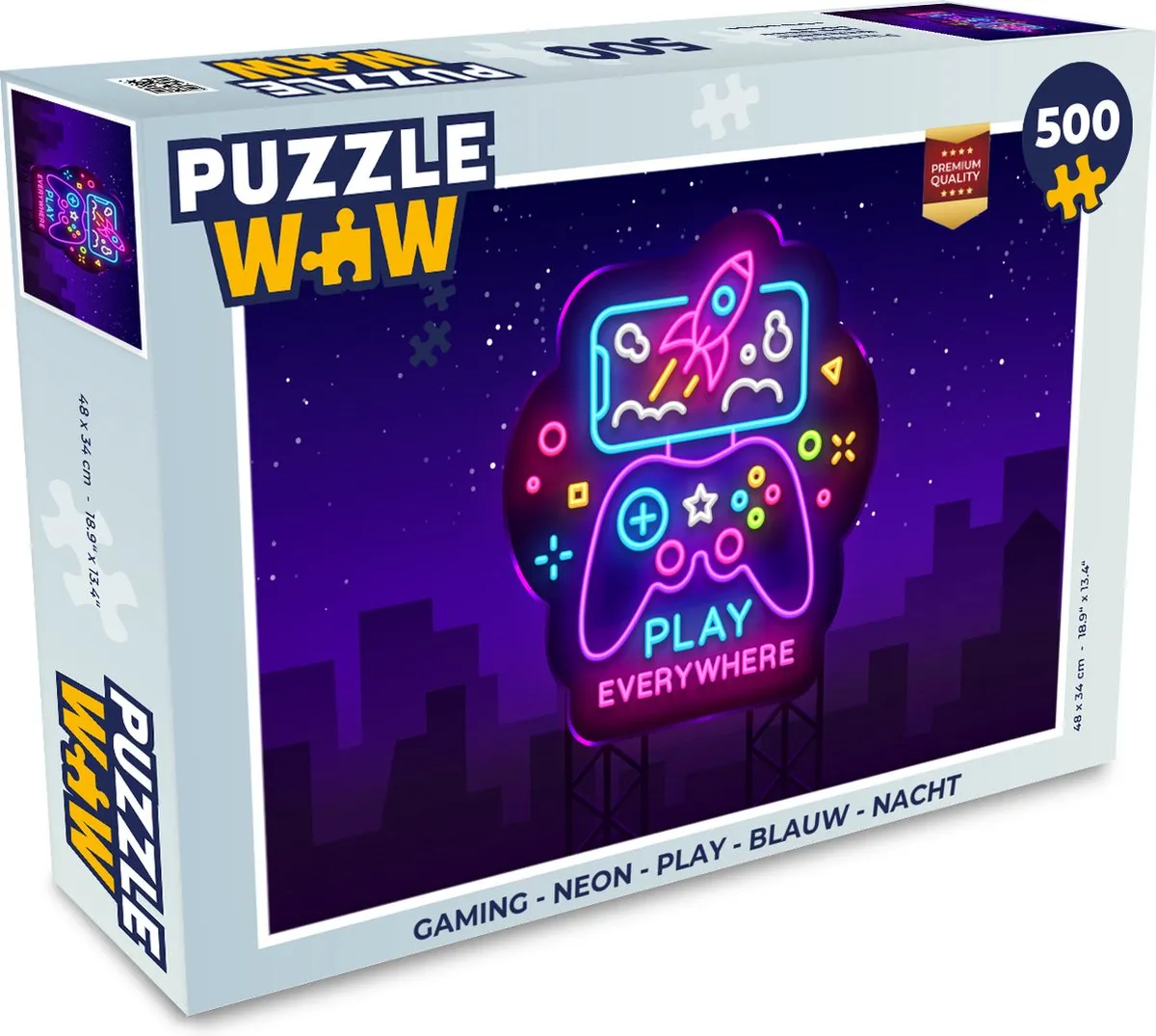 PuzzleWow Neon Play Controller Puzzel 500 Stuks - Multicolor