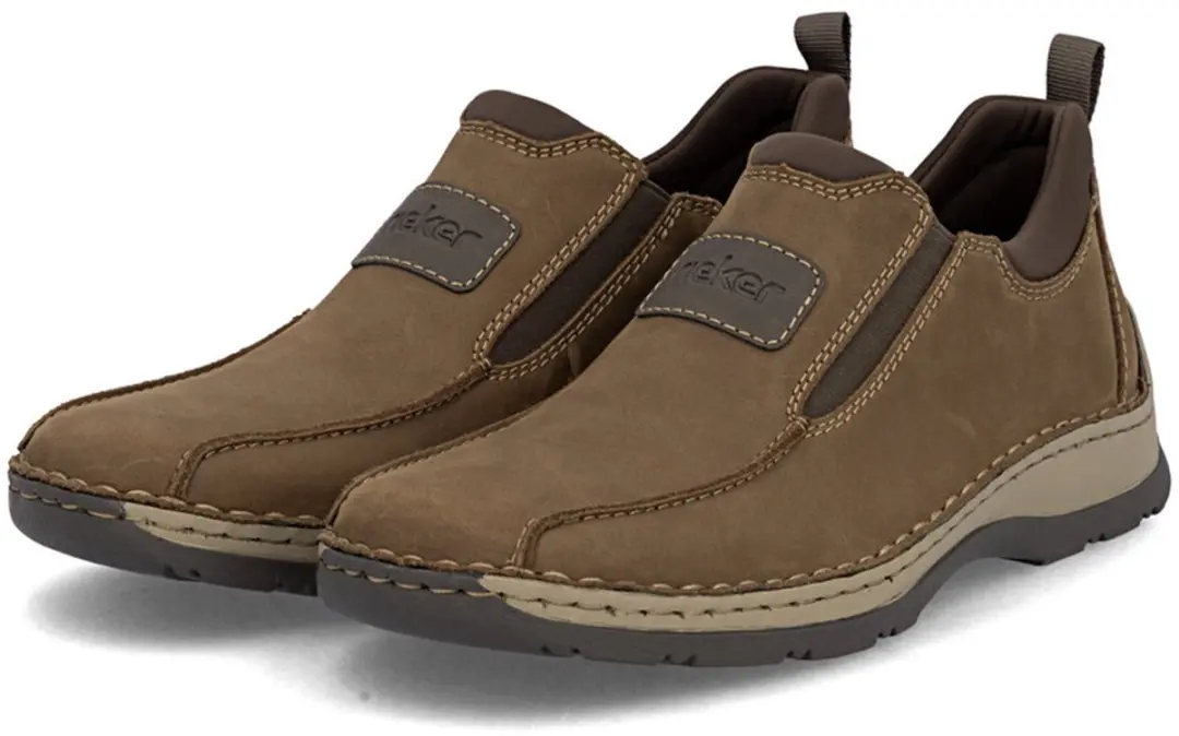 Rieker herenschoenen slip-on business schoenen leer 05363-00 bruin extra breed