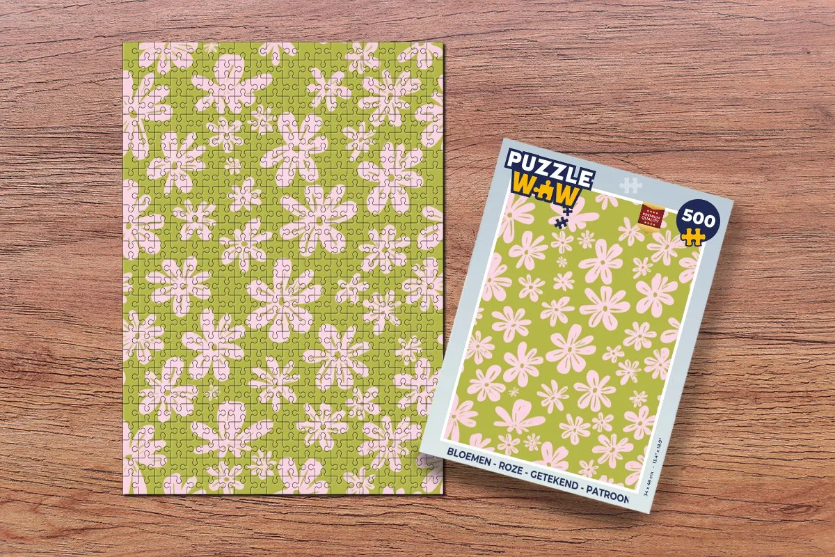 PuzzleWow Bloemen Legpuzzel 500 Stuks - Roze Patroon