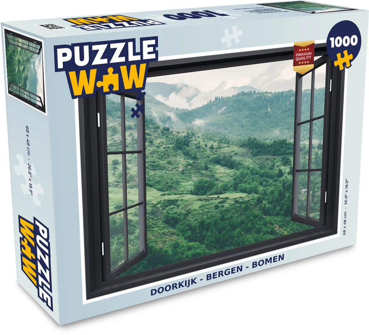 PuzzleWow Doorkijk Berg Boom Legpuzzel 1000 Stuks - Multicolor
