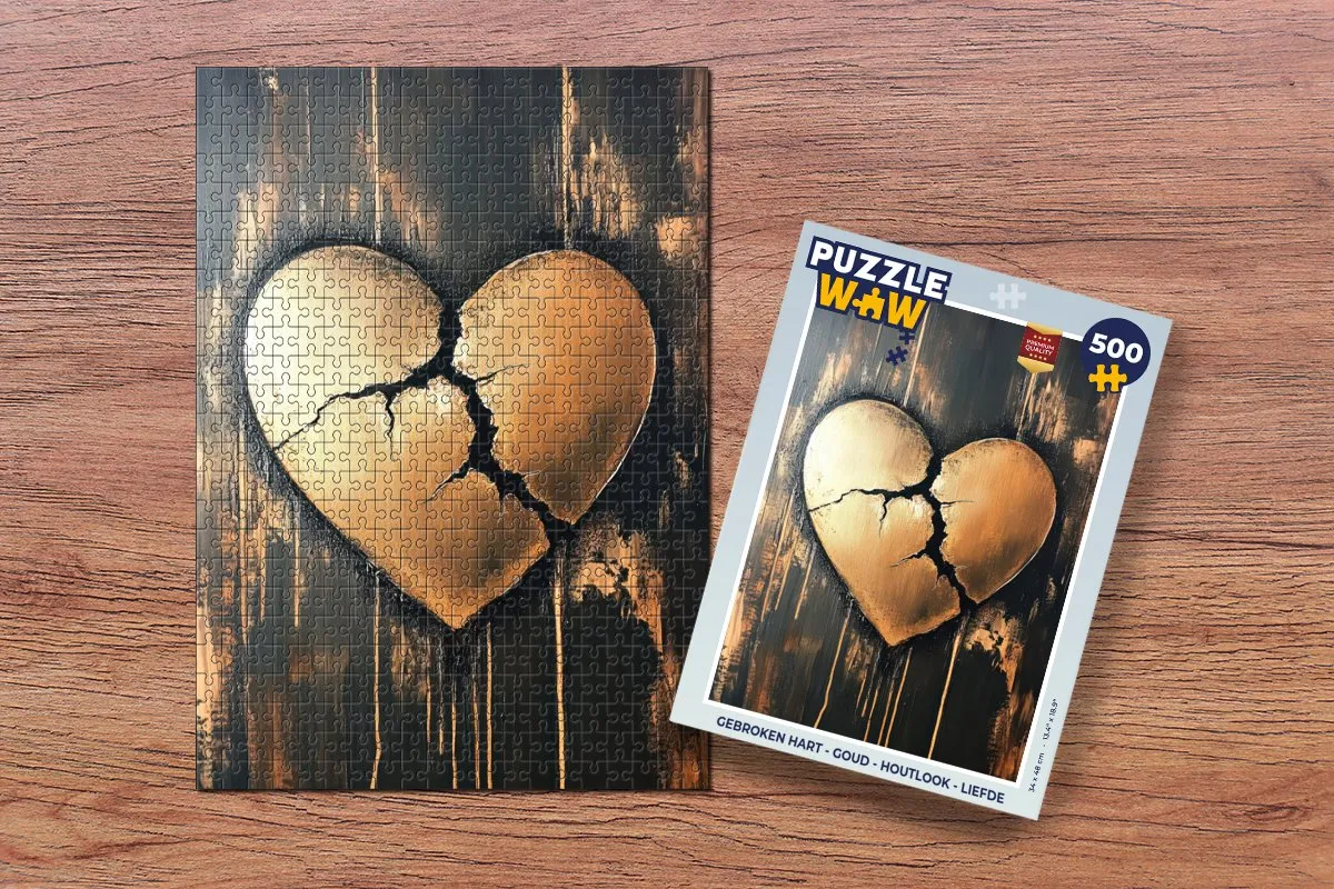 PuzzleWow Gebroken Hart Legpuzzel 500 Stuks - Goud