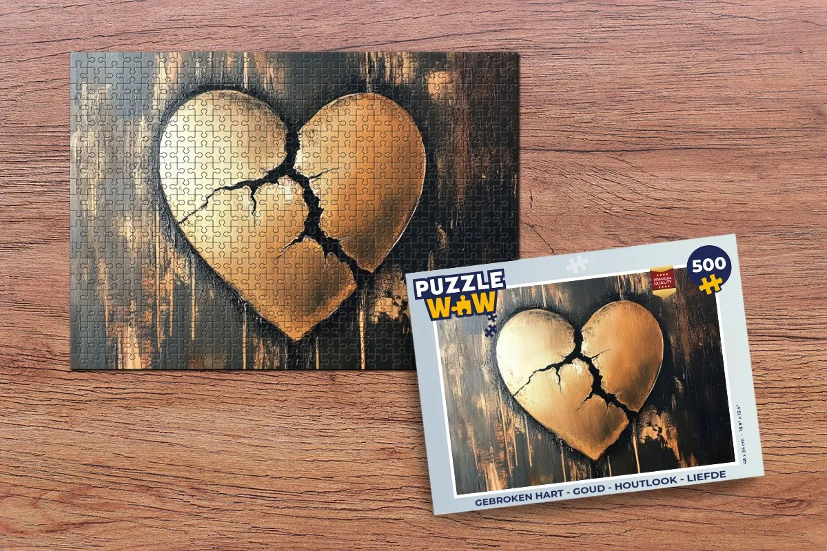 PuzzleWow Gebroken Hart Legpuzzel 500 Stuks - Goud