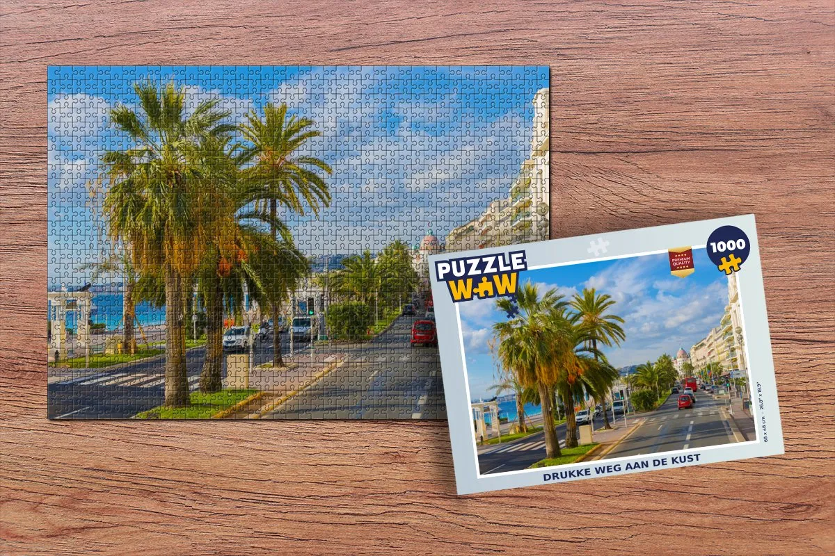 PuzzleWow Frankrijk Palmbomen Stad Legpuzzel 1000 Stuks - Multicolor