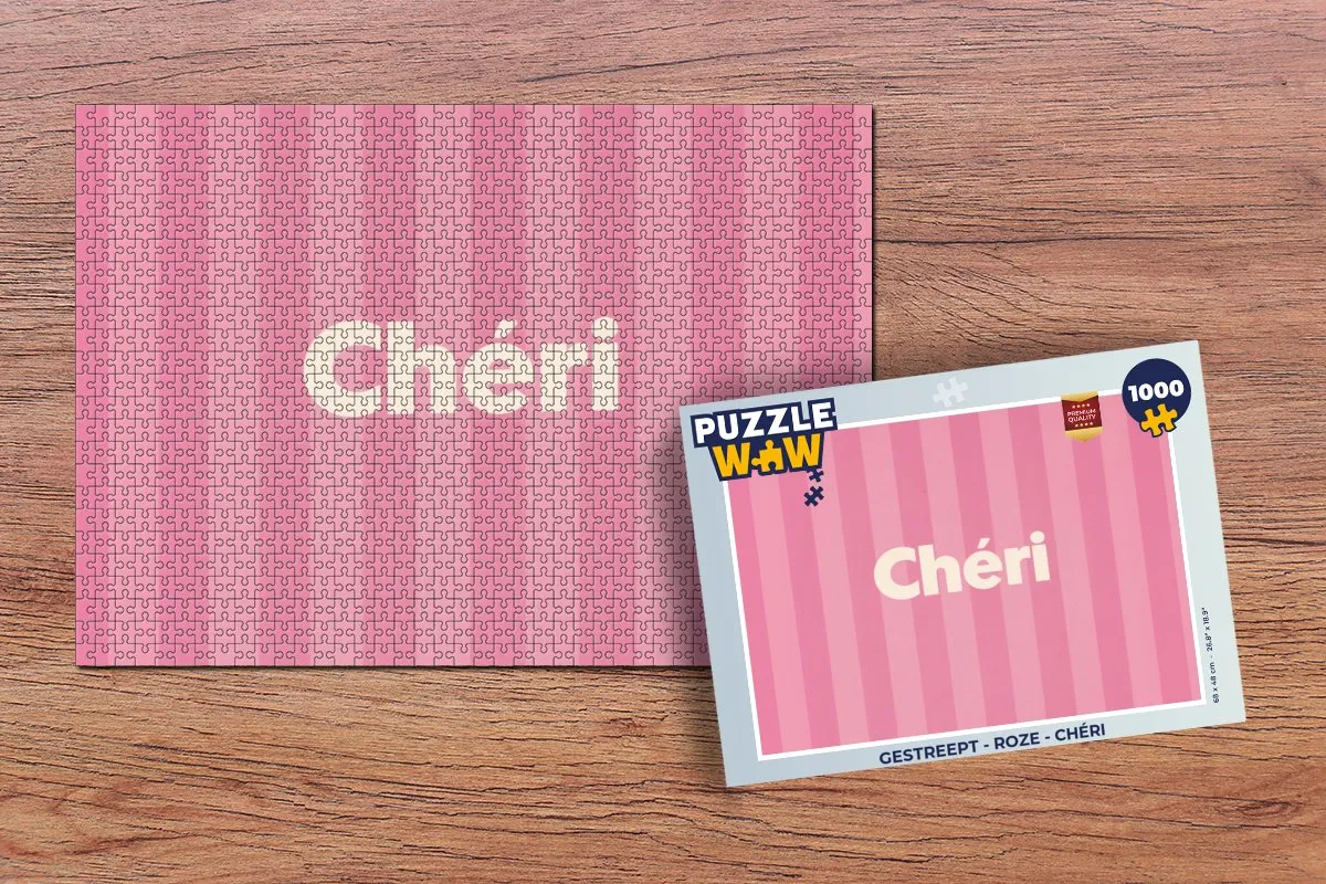 PuzzleWow Gestreept Roze Legpuzzel 1000 Stuks - Chéri