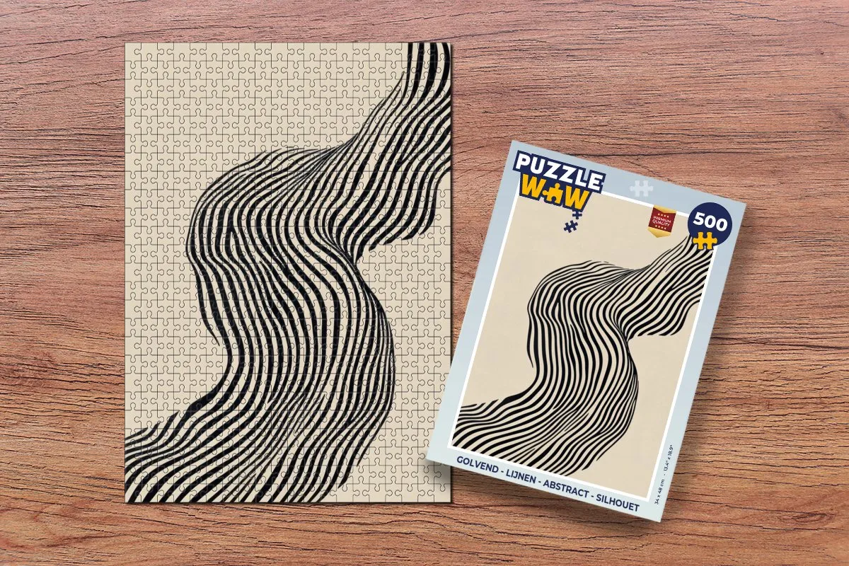 PuzzleWow Golvend Abstract Legpuzzel 500 Stuks - Beige