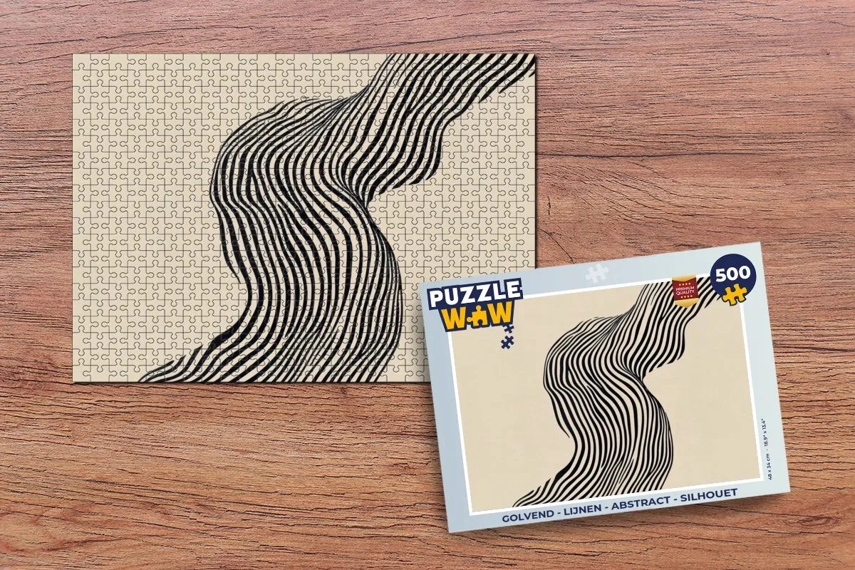 PuzzleWow Golvend Abstract Legpuzzel 500 Stuks - Beige