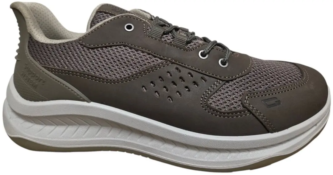 Grisport Heren Veterschoen Mesh Leer Combi Donker Taupe 44701/11