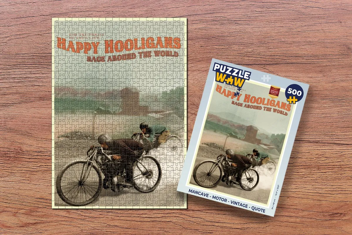 PuzzleWow Mancave Motor Vintage Legpuzzel 500 Stuks - Multicolor