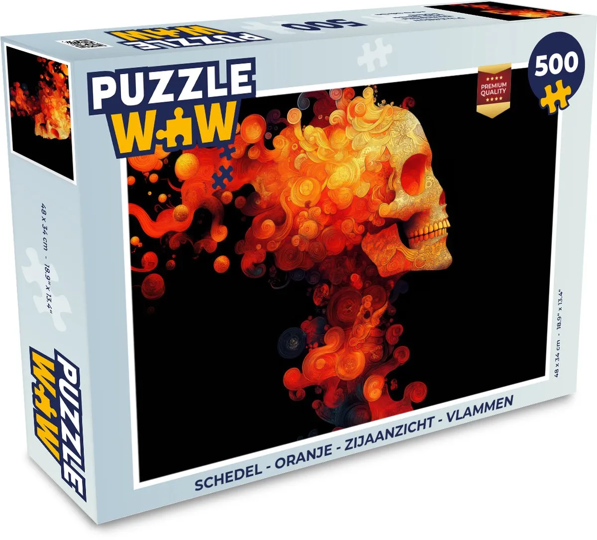 PuzzleWow Schedel Vlammen Legpuzzel 500 Stuks - Oranje