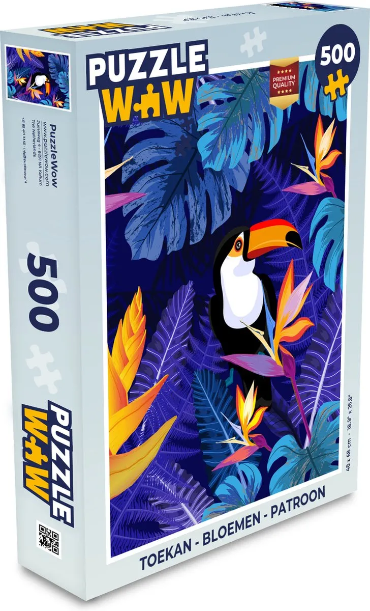 PuzzleWow Toekan Bloemen Planten Legpuzzel 500 Stuks