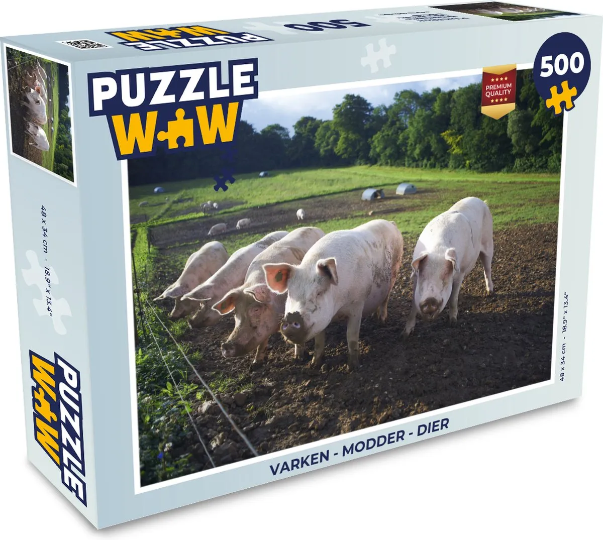 PuzzleWow Varken Modder Legpuzzel 500 Stuks - Multicolor