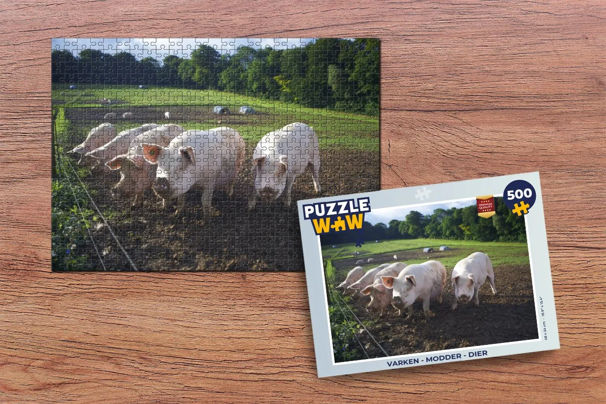 PuzzleWow Varken Modder Legpuzzel 500 Stuks - Multicolor