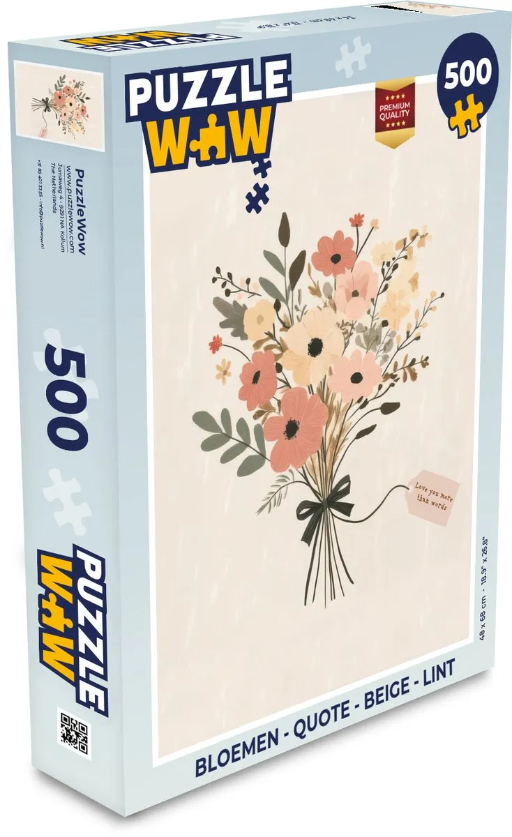 PuzzleWow Bloemen Quote Legpuzzel 500 Stuks