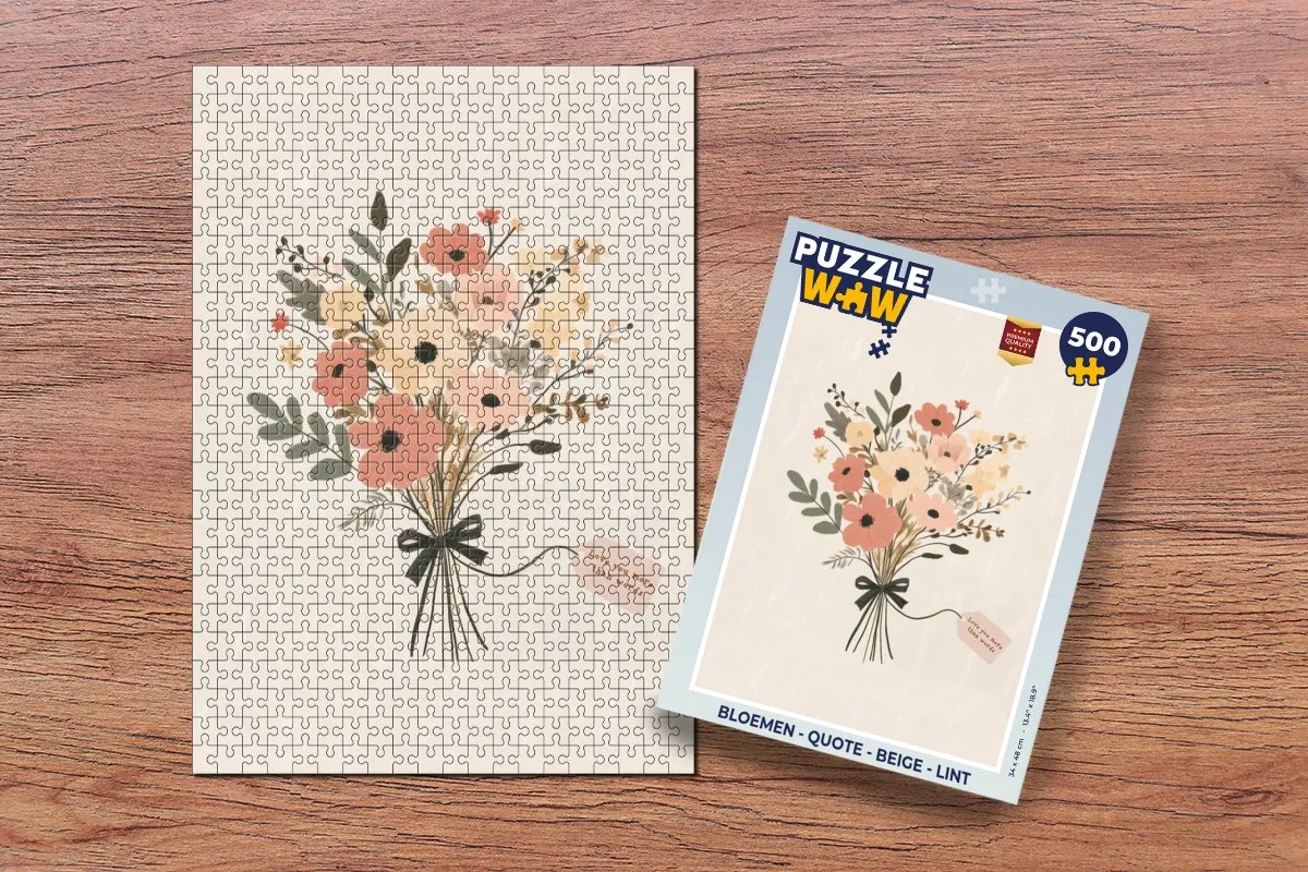 PuzzleWow Bloemen Quote Legpuzzel 500 Stuks - Beige
