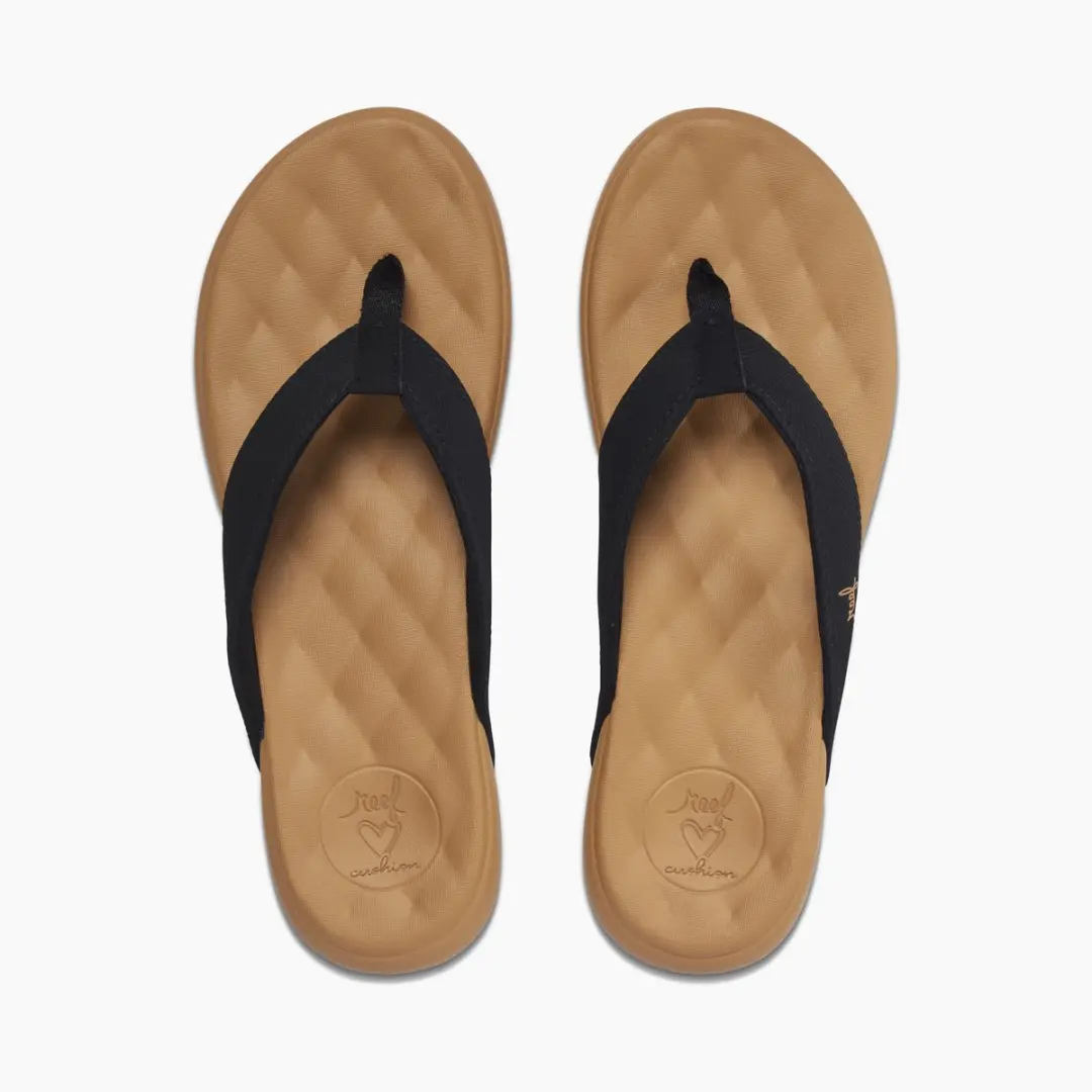 Reef CUSHION HARMONY BLACK/TAN Dames Slippers