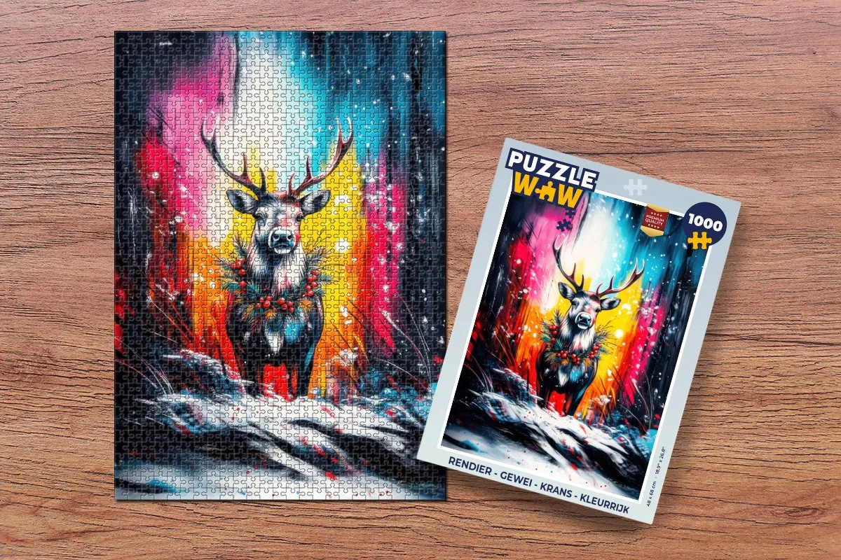 PuzzleWow Rendier Gewei Krans Legpuzzel 1000 Stuks